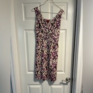 Merona Purple and Brown Floral Midi Dress
